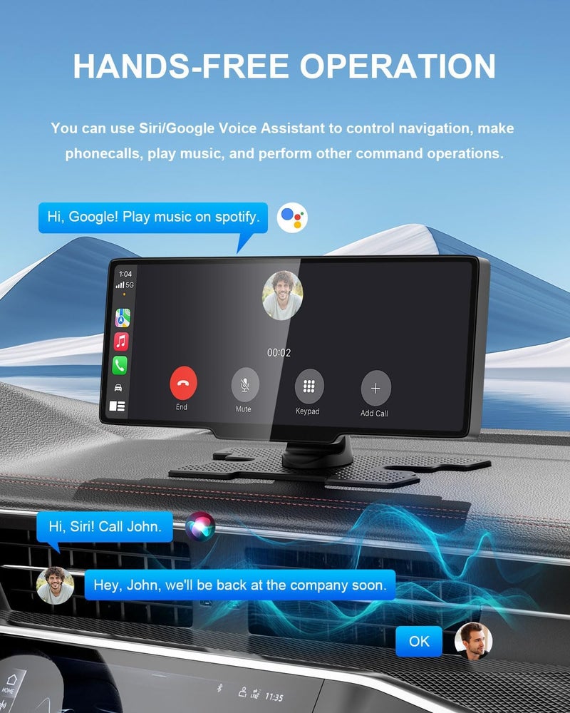25HOURS HK3 Carplay Screen for Car, 10.26’’ Wireless Apple Car Play & Android Auto Touch Screen, 4K Dash Cam, 1080P Backup Camera, Car Stereo, GPS Navigation/Mirror Link/Bluetooth/Voice Control, Plug and Play - Image 5